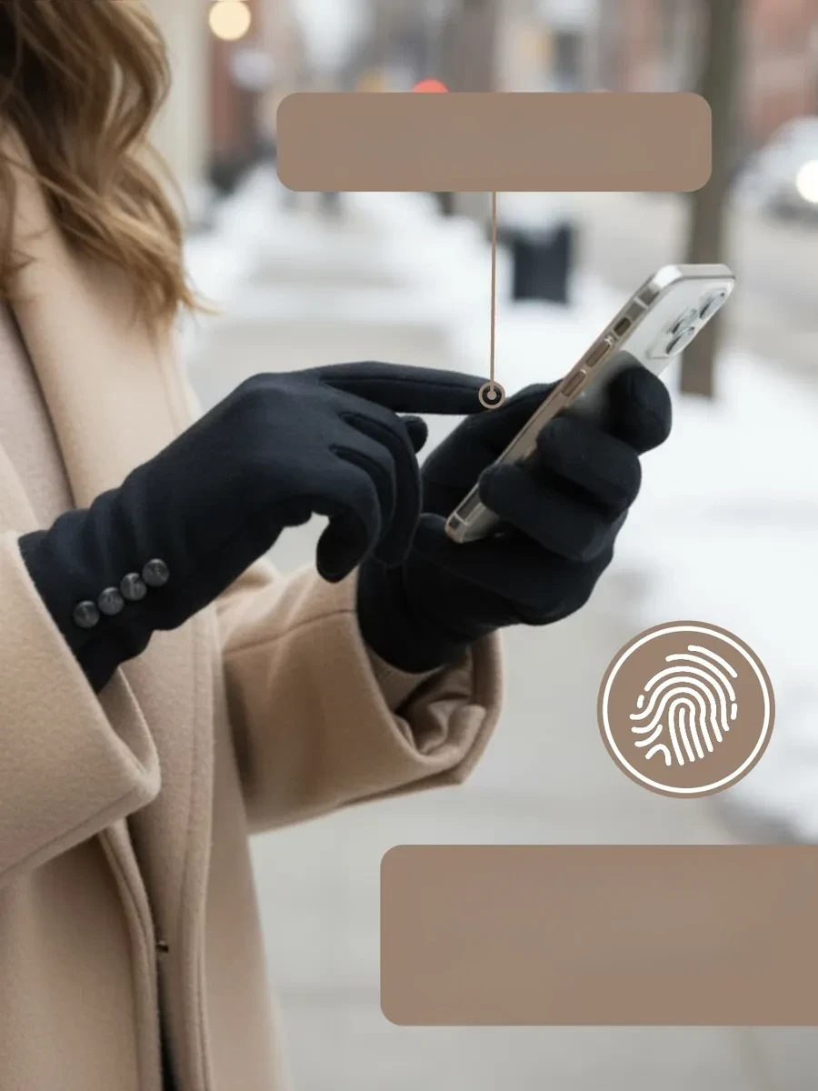 قفازات ملمس دافئة  مصنوعة من القطن الرفيع لفصل الشتاء